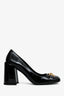 Versace Black Patent Gold Medusa Square-Toe Block Heels Size 37