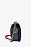 Pre-loved Chanel™ 2013-14 Navy Lambskin Embossed Medium Cube Boy Shoulder Bag