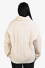 Source Unknown Beige Ribbed Funnel Neck Oversized Becca Knit Sweater One Size