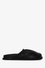 St. Agni Black Leather Ruched Flat Mules Size 37