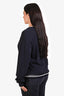 Dries Van Noten Navy Cotton White Trim Tonal Embroidered Logo Crewneck Sweater Size M