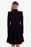 Alexander McQueen Black Single-Breasted Pleated Midi Coat Size 44