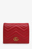 Gucci Red Chevron Leather GG Marmont Card Case Wallet