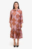La Double J Purple/Red Swirl Printed Silk "Getting My Croissant" Maxi Dress Size XL