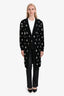 Hermès Black/White Cashmere Long Sleeve Long Cardigan Size 34