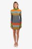 Missoni Multicolour Ribbed Wool Long Sleeve Mock Neck Dress Size 40