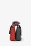 Fendi Red/Grey Leather Flowerland Micro Double Baguette with Chain