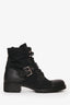 Prada Black Leather Nylon Combat Boots Size 38
