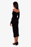 Self-Portrait Black Chenille Knit Off The Shoulder Midi Dress Size S