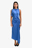 A.L.C Blue Single Draped Bunched Side 'Pia' Maxi Dress Size 6