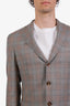 Pal Zileri Grey/Blue Cashmere & Silk Single Breasted Blazer Size 48 Mens
