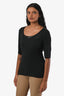 St. John Black Embellished Boat Neckline Short Sleeve Top Size S