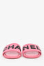 Pre-loved Chanel™ 2023 Pink Leather Logo Slides Size 37C