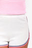Fendi White/Pink Knit Logo Micro Shorts Size 36