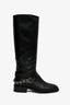 Pre-loved Chanel™ Black Leather Interlocking CC Knee High Riding Boots Size 38.5