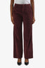 Pantalon droit en velours côtelé bordeaux Brunello Cucinelli, taille 36