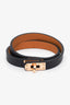 Hermès Black Leather Kelly Double Tour Bracelet GHW