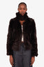 Louis Vuitton Brown Lambskin Fur Toggle Closure Jacket Size 34