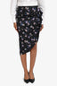 Veronica Beard Black Multicolour Silk Blend Floral Print Mini Skirt Size 2