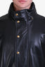 Gucci Black Leather Web Detail Bomber Jacket Size 52 Men's