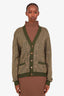 Gucci Green Wool Horsebit Jacquard Knit Cardigan Size M