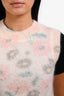 Sandro Pink Floral Print Mohair Blend Crewneck Sweater Vest Size 1