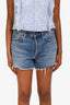 Agolde Light Denim Medium Wash Blue Frayed Denim Shorts Size 26