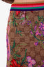 Gucci Brown Floral Print GG Wool-Blend Midi Skirt Size S