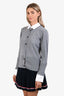 Thom Browne Grey/White Wool Cotton Polo Cardigan Size 40