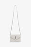 Saint Laurent Cream Leather Chevron Envelope Wallet on Chain