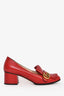 Gucci Red Leather GG Block Heels Size 38.5