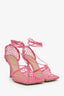 Bottega Veneta Pink Stretch Lace Up Net Heels Size 39