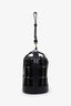 Oscar de la Renta Black Leather Birdcage Solid Bucket Bag