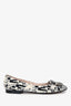 Pre-loved Chanel™ 2003 Black/White Silk Printed CC Logo Flats Size 37.5