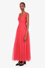 Pamela Rolland Pink Pleated Tulle Long Gown Size 2