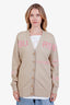 Burberry Beige/Pink Cotton Wool Blend Embroidered Oversized Cardigan Size XS