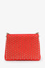 Christian Louboutin Red Leather Spike Accent 'Triloubi' Shoulder Bag