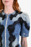 Dolce & Gabbana Navy Denim Lace Embellished Short Sleeve Zip Up Jacket Size 36