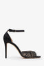 Jimmy Choo Black Mesh Beaded Detail Open Toe Heels Size 39