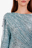UNTTLD Blue Sequin Draped Long Sleeve Mini Dress Estimated Size M