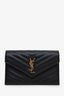 Saint Laurent Black Chevron Leather Small Envelope Wallet On Chain