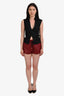 Saint Laurent Red Leather Tie Waist Shorts Size 36