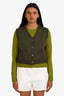 Gucci 2024 Green Wool Silk Blend Layered Cardigan Sweater Size XS