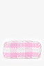 Miu Miu Pink/White Woven Basket Top Handle Bag
