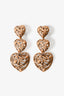 Gold Tone Woven Heart Clip On Earrings