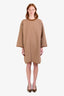 Hermès Brown/Cream Cashmere Houndstooth Knit Sweater Midi Dress Size 34