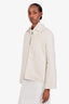 Hermès 2023 Cream Cashmere Zip Up Collared Jacket Size 40