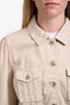 Paige Beige Denim Cropped 'Pacey' Button-Up Shirt Size Medium
