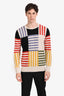 Burberry Cream/Multicolour Cashmere Cotton Patterned Long Sleeve Sweater Size M Men's