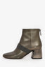 Brunello Cucinelli Grey Leather Metallic Beaded Ankle Boots Size 36